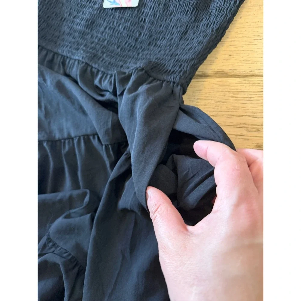 PrettyGarden Smocked Tiered Maxi Dress Black Sleeveless Scoop Neck S NWT (1545) - Picture 5 of 10